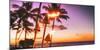 Hawaii Luau Beach Party at Sunset. Hawaiian Tiki Torches Lighted up with Fire at Luxury Resort Hote-Maridav-Mounted Photographic Print