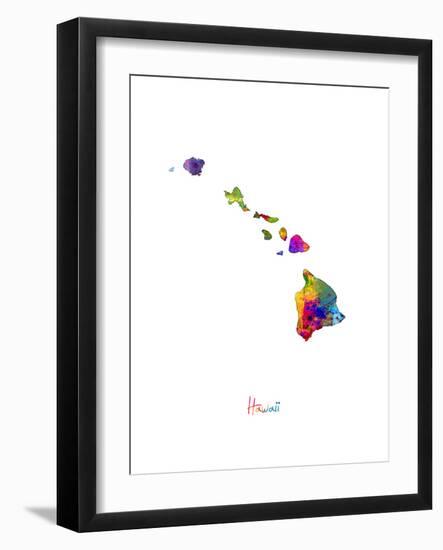 Hawaii Map-Michael Tompsett-Framed Art Print