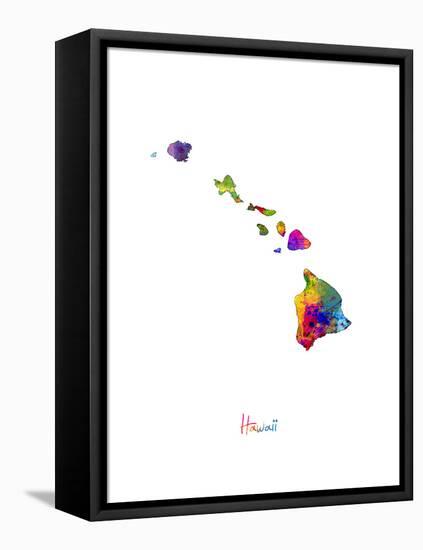 Hawaii Map-Michael Tompsett-Framed Stretched Canvas