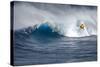 Hawaii Maui. Helicopter Crew Filming Kyle Lenny Surfing Monster Waves at Pe'Ahi Jaws-Janis Miglavs-Stretched Canvas
