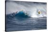 Hawaii Maui. Helicopter Crew Filming Kyle Lenny Surfing Monster Waves at Pe'Ahi Jaws-Janis Miglavs-Stretched Canvas