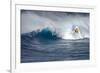 Hawaii Maui. Helicopter Crew Filming Kyle Lenny Surfing Monster Waves at Pe'Ahi Jaws-Janis Miglavs-Framed Photographic Print