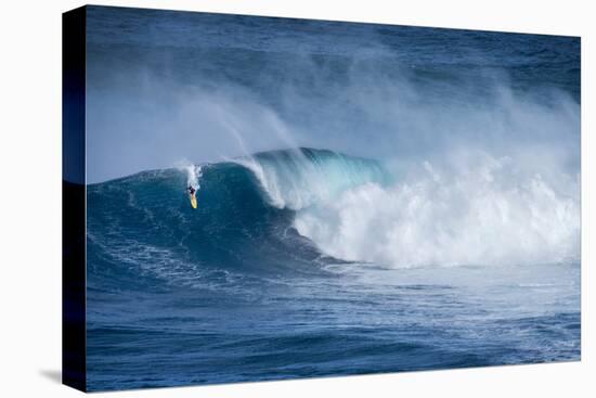 Hawaii, Maui. Kai Lenny Surfing Monster Waves at Pe'Ahi Jaws, North Shore Maui-Janis Miglavs-Stretched Canvas