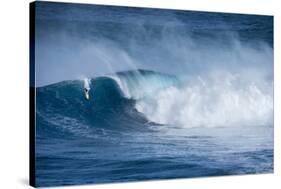 Hawaii, Maui. Kai Lenny Surfing Monster Waves at Pe'Ahi Jaws, North Shore Maui-Janis Miglavs-Stretched Canvas