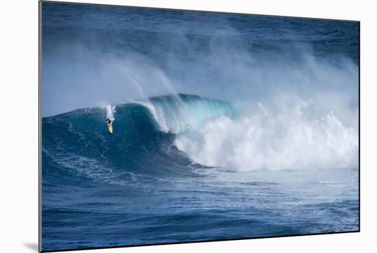 Hawaii, Maui. Kai Lenny Surfing Monster Waves at Pe'Ahi Jaws, North Shore Maui-Janis Miglavs-Mounted Photographic Print