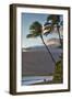 Hawaii, Maui, Kihei. Tourists walking under palm trees on Kalae Pohaku beach.-Janis Miglavs-Framed Photographic Print