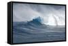 Hawaii Maui. Kyle Lenny Surfing Monster Waves at Pe'Ahi Jaws-Janis Miglavs-Framed Stretched Canvas