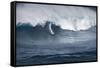 Hawaii Maui. Kyle Lenny Surfing Monster Waves at Pe'Ahi Jaws-Janis Miglavs-Framed Stretched Canvas