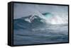 Hawaii, Maui. Lone Figure Windsurfing Monster Waves at Pe'Ahi Jaws, North Shore Maui-Janis Miglavs-Framed Stretched Canvas