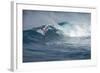 Hawaii, Maui. Lone Figure Windsurfing Monster Waves at Pe'Ahi Jaws, North Shore Maui-Janis Miglavs-Framed Photographic Print