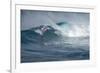 Hawaii, Maui. Lone Figure Windsurfing Monster Waves at Pe'Ahi Jaws, North Shore Maui-Janis Miglavs-Framed Photographic Print