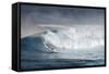 Hawaii. Maui. Lone Windsurfer on Monster Waves at Pe'Ahi Jaws, North Shore Maui-Janis Miglavs-Framed Stretched Canvas