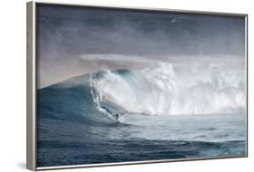 Hawaii. Maui. Lone Windsurfer on Monster Waves at Pe'Ahi Jaws, North Shore Maui-Janis Miglavs-Framed Photographic Print