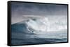 Hawaii. Maui. Lone Windsurfer on Monster Waves at Pe'Ahi Jaws, North Shore Maui-Janis Miglavs-Framed Stretched Canvas