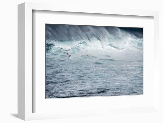 Hawaii, Maui. Robby Naish Windsurfing Monster Waves at Pe'Ahi Jaws, North Shore Maui-Janis Miglavs-Framed Photographic Print