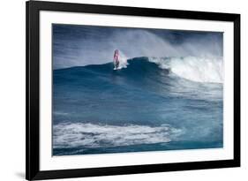 Hawaii, Maui. Robby Naish Windsurfing Monster Waves at Pe'Ahi Jaws, North Shore Maui-Janis Miglavs-Framed Photographic Print