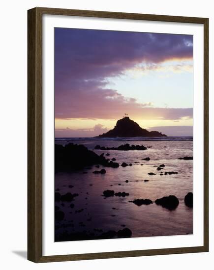 Hawaii, Maui, Three Palm Tree Island at Sunrise in Hana-Christopher Talbot Frank-Framed Premium Photographic Print