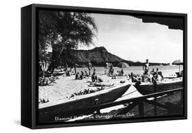 Hawaii - O'ahu Island; Diamond Head from Outrigger Canoe Club-Lantern Press-Framed Stretched Canvas