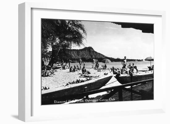 Hawaii - O'ahu Island; Diamond Head from Outrigger Canoe Club-Lantern Press-Framed Art Print