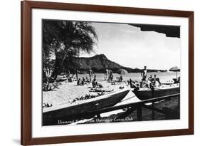 Hawaii - O'ahu Island; Diamond Head from Outrigger Canoe Club-Lantern Press-Framed Premium Giclee Print