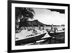 Hawaii - O'ahu Island; Diamond Head from Outrigger Canoe Club-Lantern Press-Framed Premium Giclee Print