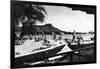 Hawaii - O'ahu Island; Diamond Head from Outrigger Canoe Club-Lantern Press-Framed Art Print