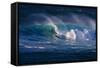 Hawaii, Oahu, Large Waves Along the Pipeline Beach-Terry Eggers-Framed Stretched Canvas