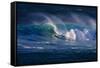 Hawaii, Oahu, Large Waves Along the Pipeline Beach-Terry Eggers-Framed Stretched Canvas