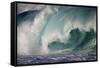 Hawaii, Oahu, Large Waves Along the Pipeline Beach-Terry Eggers-Framed Stretched Canvas