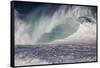 Hawaii, Oahu, Large Waves Along the Pipeline Beach-Terry Eggers-Framed Stretched Canvas