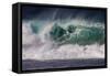 Hawaii, Oahu, Large Waves Along the Pipeline Beach-Terry Eggers-Framed Stretched Canvas