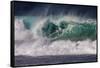 Hawaii, Oahu, Large Waves Along the Pipeline Beach-Terry Eggers-Framed Stretched Canvas