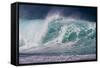 Hawaii, Oahu, Large Waves Along the Pipeline Beach-Terry Eggers-Framed Stretched Canvas