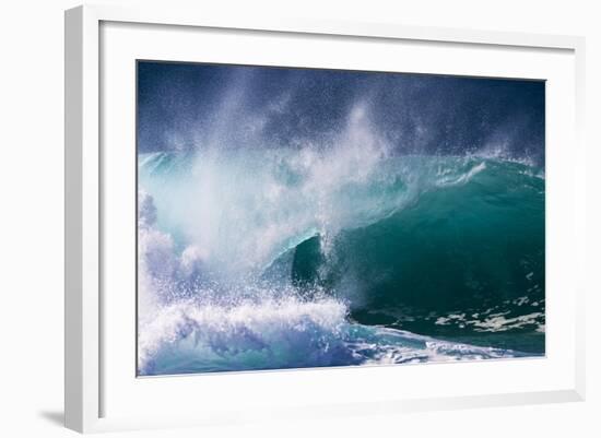 Hawaii, Oahu, Large Waves Along the Pipeline Beach-Terry Eggers-Framed Photographic Print