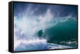 Hawaii, Oahu, Large Waves Along the Pipeline Beach-Terry Eggers-Framed Stretched Canvas