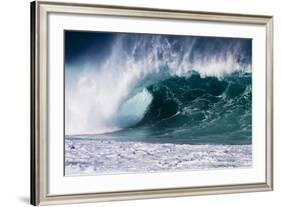 Hawaii, Oahu, Large Waves Along the Pipeline Beach-Terry Eggers-Framed Photographic Print