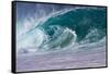 Hawaii, Oahu, Large Waves Along the Pipeline Beach-Terry Eggers-Framed Stretched Canvas