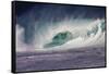 Hawaii, Oahu, Large Waves Along the Pipeline Beach-Terry Eggers-Framed Stretched Canvas