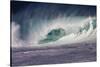 Hawaii, Oahu, Large Waves Along the Pipeline Beach-Terry Eggers-Stretched Canvas