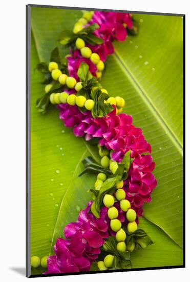 Hawaii, Oahu, Orchid Lei On Banana Leaves.-Design Pics-Mounted Photographic Print