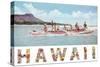 Hawaii, Outrigger at Diamond Head-null-Stretched Canvas