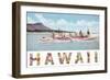 Hawaii, Outrigger at Diamond Head-null-Framed Art Print