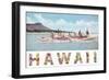 Hawaii, Outrigger at Diamond Head-null-Framed Art Print