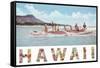 Hawaii, Outrigger at Diamond Head-null-Framed Stretched Canvas