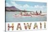 Hawaii, Outrigger at Diamond Head-null-Stretched Canvas