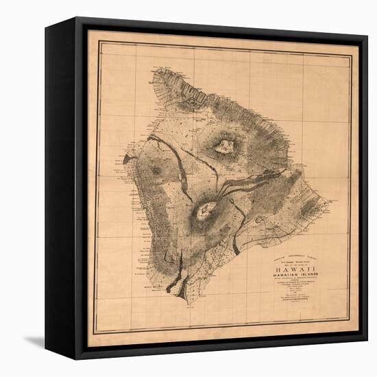 Hawaii - Panoramic Hawaii Island Map-Lantern Press-Framed Stretched Canvas