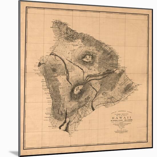 Hawaii - Panoramic Hawaii Island Map-Lantern Press-Mounted Art Print