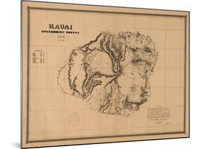 Hawaii - Panoramic Kauai Island Map-Lantern Press-Mounted Art Print