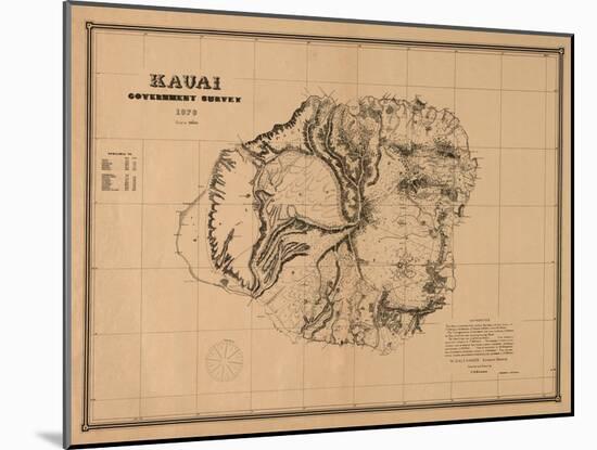 Hawaii - Panoramic Kauai Island Map-Lantern Press-Mounted Art Print