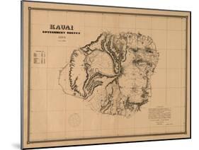 Hawaii - Panoramic Kauai Island Map-Lantern Press-Mounted Art Print